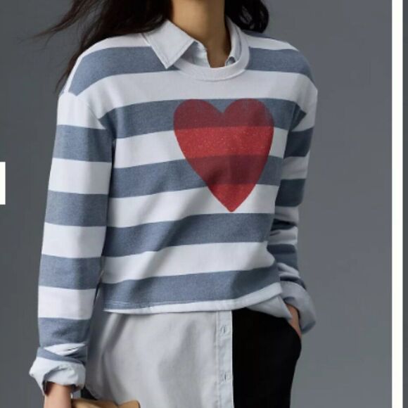 BNWT - SUNDRY HEART STRIPPED COTTON SWEATER - Picture 1 of 8